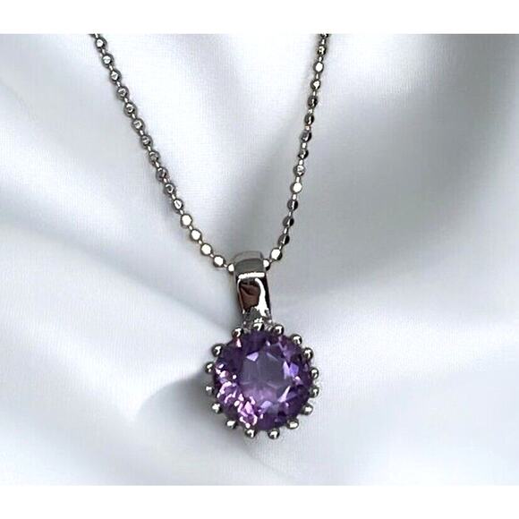 Natural Amethyst Necklace | February Birthstone | Sterling  LUXY Gems Natural Amethyst (2 cts.) Sterling Silver Beaded Necklace Luxury Style main image 1